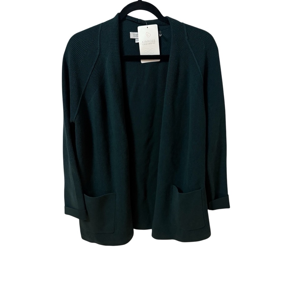 NEW Kinross Cashmere & Cotton Thermal Open Front Cardigan-Long- M- was 300